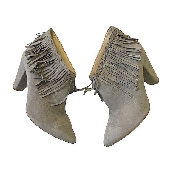 Anine Bing Irmelin Suede Fringe Ankle Boots,  Gray/Taupe,  Size 38EU - Picture 5 of 11